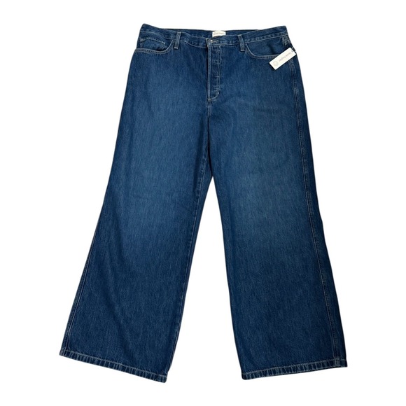 Favorite Daughter Denim - Favorite Daughter The Ollie Kent Baggie Wide Leg Jeans Size 34 Dark Denim NEW